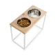 Миски на підставці Harley and Cho Dinner Natural wood + White XL40 52x26x40cm висота/ Миски 1,8л / Діаметр 20 см Натуральний + білий (HC-003300028) - зображення 1