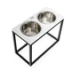 Миски на подставке Harley and Cho Dinner White wood + Black XL20 52x26x20cm высота/ Миски 1,8л / Диаметр 20 см Белый + черный (HC-003300069) - изображение 1