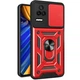 Чехол Fiji Camera Defence для Xiaomi Poco F4 бампер с защитой камеры и подставкой Red - изображение 1