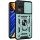 Чехол Fiji Camera Defence для Xiaomi Poco F4 бампер с защитой камеры и подставкой Green - изображение 1