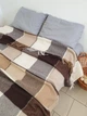 Плед Vladi Wool Cube шерстяной в клетку 170x210 см коричневый - изображение 5