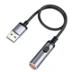 Запальничка прикурювач Hoco mini cigarette lighter (USB-А, 30cm). Black - зображення 7