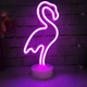 Неоновий світлодіодний нічник для інтер'єру Decoration Lamp Фламинго USB/3хАА Теплий фиолетовий 32см | Настільне світло - зображення 1