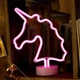 Неоновий світлодіодний нічник для інтер'єру єдиноріг Decoration Lamp USB/3хАА Теплий рожевий | Настільне світло - зображення 4