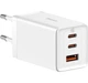 Зарядний мережевий пристрій Baseus GaN5 Pro 65W 2Type-C + USB з функцією швидкої зарядки QC4.0+PD3.0 + Кабель Type-C to Type-C 100W 1m (CCGP120202) White - зображення 1
