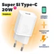 Зарядний мережевий пристрій Baseus Super Si 20W Type-C 3A з функцією швидкої зарядки QC3.0+PD3.0 (CCSUP-B02) White - зображення 1