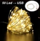Гірлянда роса USB живлення мідний провід 5 метрів 50 Led Strip String Warm White - изображение 1