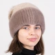 Шапка вязаная из меха норки Меховой Стиль Соты 54-60 Какао (130/C) - изображение 1