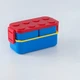 Детский ланч бокс в стиле конструктора LEGO двухуровневый 1300 мл синий/красный (LB-172650) - изображение 1