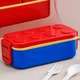 Детский ланч бокс в стиле конструктора LEGO двухуровневый 1300 мл синий/красный (LB-172650) - изображение 14