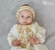 Костюм для крещения девочки с вышивкой золотом Мамине Сонечко 62 размер Царевна лен айвори (арт. 11111-1) - изображение 6