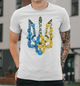 Мужская футболка B&C Collection с принтом Тризуб Украины цветы 2XL Белый - изображение 1