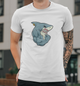 Чоловіча футболка B&C Collection з принтом Акула Бодібілдер bodybuilding, М Біла - зображення 1