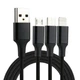 Зарядка 3 в 1 нейлонова з USB to Micro / Lightning / Type-C 6A 1.2м Чорний - зображення 1