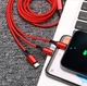 Зарядка 3 в 1 нейлоновая с USB to Micro / Lightning / Type-C 6A 1.2м Красный - изображение 8