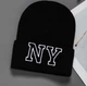 Шапка логотип NY (New York, НЮ, Нью-Йорк) с подворотом Черный, Унисекс WUKE One size - изображение 1