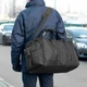 Вместительная мужская дорожная сумка Сross на 55 литров черная тканевая со вставка из эко кожи - изображение 6