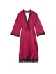 Халат сатиновый длинный Victoria's Secret Satin & Rose Lace Open-Back Long Robe бордовый M/L - зображення 3