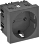 Розетка modul 45 с заземл. и шторками 250V~, 16A, 0˚ Черно-серая (6120016) - изображение 1