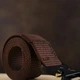 Мужской джинсовый текстильный ремень Vintage коричневого цвета с автоматической пряжкой (bg203fash38) - изображение 7