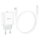Мережевий зарядний пристрій з кабелем HOCO C104A Stage single port PD20W charger set (C to iP)(EU) White (6931474782908) - изображение 6