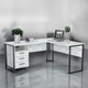 Стіл кутовий офісний Tobi Sho LOFT Iceberg СУЛА/3-1 з 3 шухлядами стільниця 18 мм, 1600х1400х750 Дуб крафт білий - зображення 1