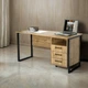 Стіл письмовий Tobi Sho LOFT Gold СПЛГ/3 прямий з шухлядами, стільниця 36 мм, 1390х600х765 Дуб аппалачі - зображення 2
