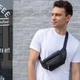 Поясна сумка Vintage з натуральної овечої шкіри чорного кольору для подорожей (bg202fash05) - зображення 11