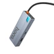 Хаб адаптер Hoco HB51 (Type-C, HDMI, 4K 60Hz, RJ45 Ethernet, до 100 Мбит/с, USB, до 5 Гбит/с, быстрая зарядка, до 100 Вт) - Серый - изображение 4
