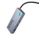 Хаб адаптер Hoco HB52 (Type-C, HDMI, 4K 60Hz, RJ45, 100 Mbps, SD/TF, до 480 Mbps, USB, швидка зарядка, до 100 Вт) - Сірий - зображення 4