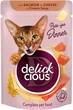 Упаковка Полнорационного консервированного корма для взрослых кошек Delickcious Полоски с лососем и сыром в крем супе 85 г х 12 шт (D6251402) - изображение 2