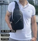Мужской кожаный рюкзак через одно плечо 32х18х7 / сумка слинг для города, черная - изображение 8