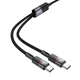 Дата кабель Hoco U139 2in1 Type-C to Type-C/Type-C 100W (1.2m) Black - зображення 2