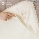 Крыжма махровая с капюшоном для крещения ребенка Мамине Сонечко Ангел с бежевой вышивкой размер 100*100 см лён айвори банная махра (арт. 310651-Б) - изображение 2