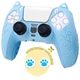 Качественный защитный силиконовый чехол Cat Ear Blue для геймпада Sony DualSense PS5 + накладки на стики Cat Paws - изображение 1