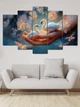 Модульна картина MAKO "Лебеді в долонях з метеликами" 80x125 см MK50583 - зображення 4