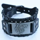 Браслет чоловічий шкіряний Wolf Power Silver широкий - зображення 1