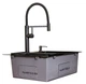 Мойка из нержавеющей стали AQUAMILL 6050 с PVD покрытием черная decor + смеситель со съемным изливом + дозатор + коландер + сифон - изображение 4