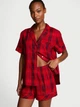 Женская пижама (Шорты+рубашка) Victoria's Secret (3226437712077) Flannel Short Pajama Set S красная принт в клетку - изображение 1