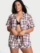 Женская пижама (Шорты+рубашка) Victoria's Secret (3226437712035) Flannel Short Pajama Set XS белая принт в клетку - изображение 1