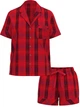 Женская пижама (Шорты+рубашка) Victoria's Secret (3226437712077) Flannel Short Pajama Set S красная принт в клетку - изображение 3