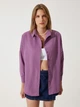 Рубашка хлопковая оверсайз женская Happiness DD00842 38 Dark Lilac (8496160096656) - изображение 1