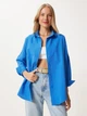 Рубашка хлопковая оверсайз женская Happiness DD00842 42 Vivid Blue (8496160383398) - изображение 2