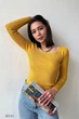 Джемпер в рубчик с квадратным вырезом Оne size, Горчичный (0040161) - изображение 2