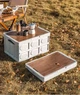 Складаний контейнер з кришкою і ручками 43,5×30×24см, пластиковий органайзер з дерев'яною кришкою для пікніка - зображення 1
