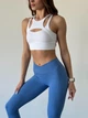 Спортивные женские леггинсы Soft с косым поясом и боковыми карманами Brazilian Push Up V-пояс Однотонные L Синие (5117L) - изображение 4