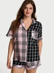 Женская пижама (Шорты+рубашка) Victoria's Secret (3226437712140) Flannel Short Pajama Set L розовая принт в клетку - изображение 1