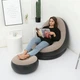 Надувной диван кровать кресло для отдыха с пуфом подставкой для ног AIR SOFA коричневый - изображение 2