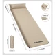 Коврик самонадувающийся одноместный с подушкой Naturehike CNK2450WS020, 100 мм, бежевый (6927595712719) - изображение 4