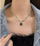 Цепочка Fashion Jewerly с кулоном черное сердце в готическом стиле y2k серебристая бижутерия (SVS) - изображение 2